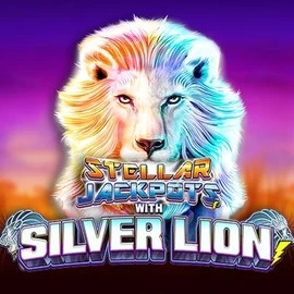Official Jackpots logo: Stellar Jackpots with Silver Lion by Lightning Box Game at Afkspin Casino
